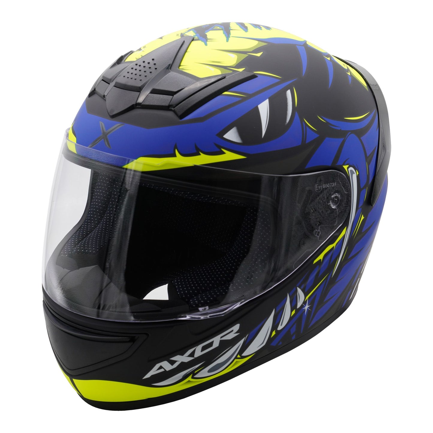 Axor Helmet Rage Full Face Motorcycle Helmet Python Blue Yellow Black Matt