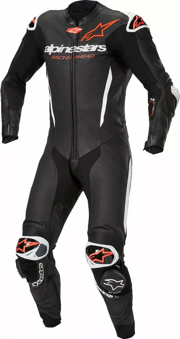 Alpinestars GP-R7 One Piece Leather Suit Black / White / Fluo Red