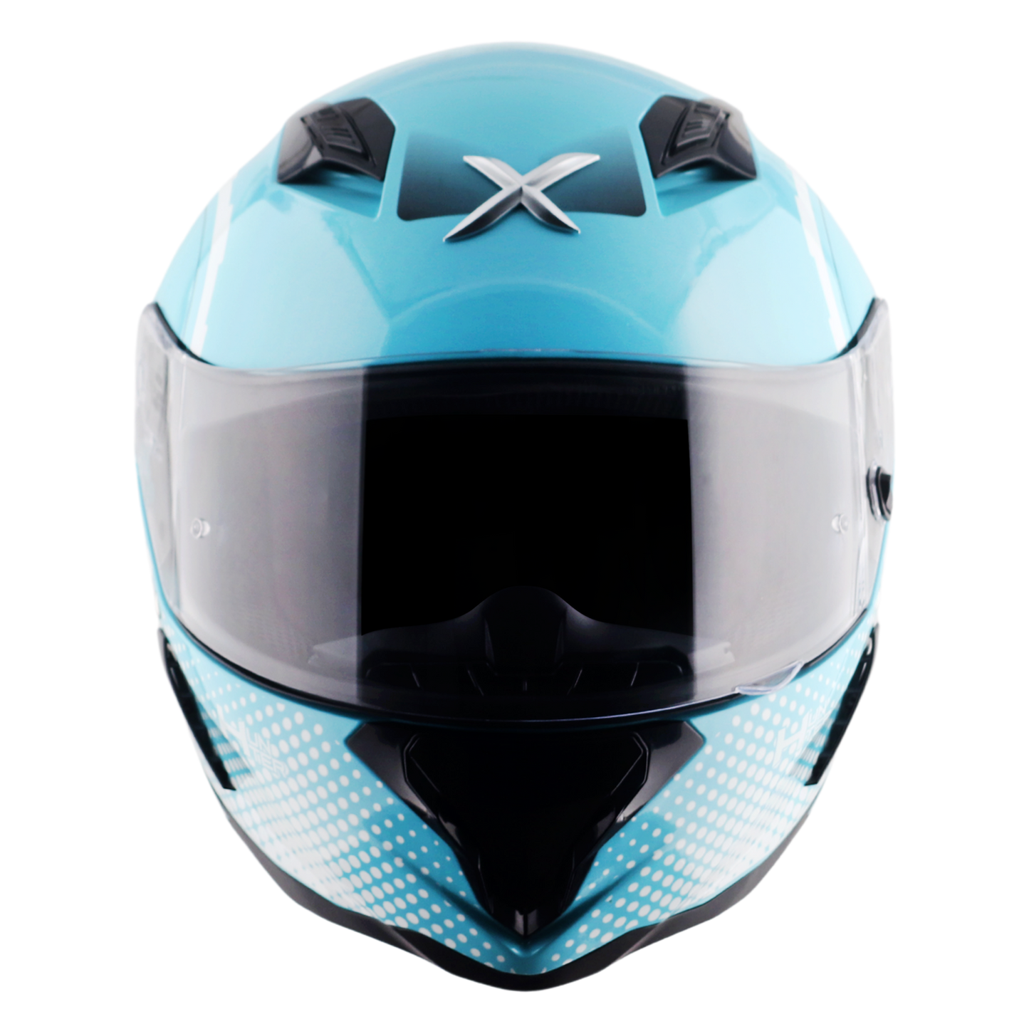 Axor Hunter SH890 Full Face Motorcycle Helmet Blue White Gloss FREE Smoked Visor