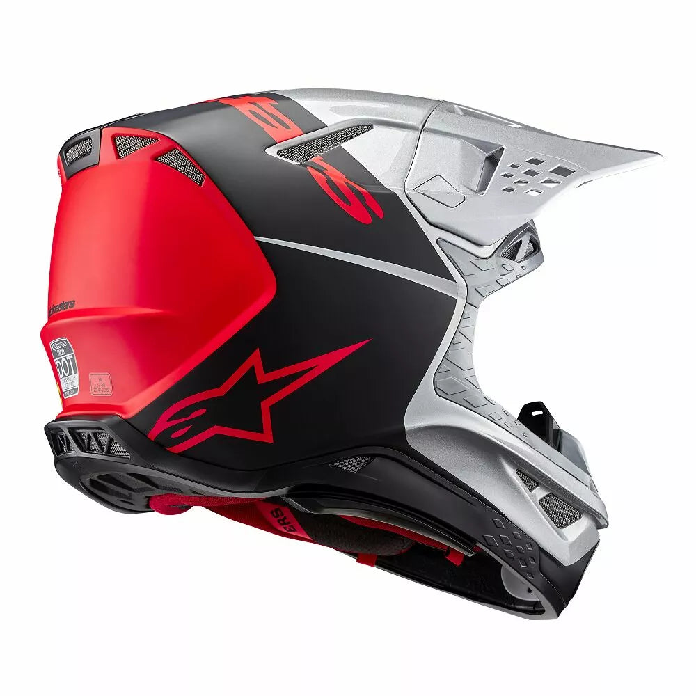 Alpinestars Supertech M10 Flood Helmet Gloss Silver Black Red Adult