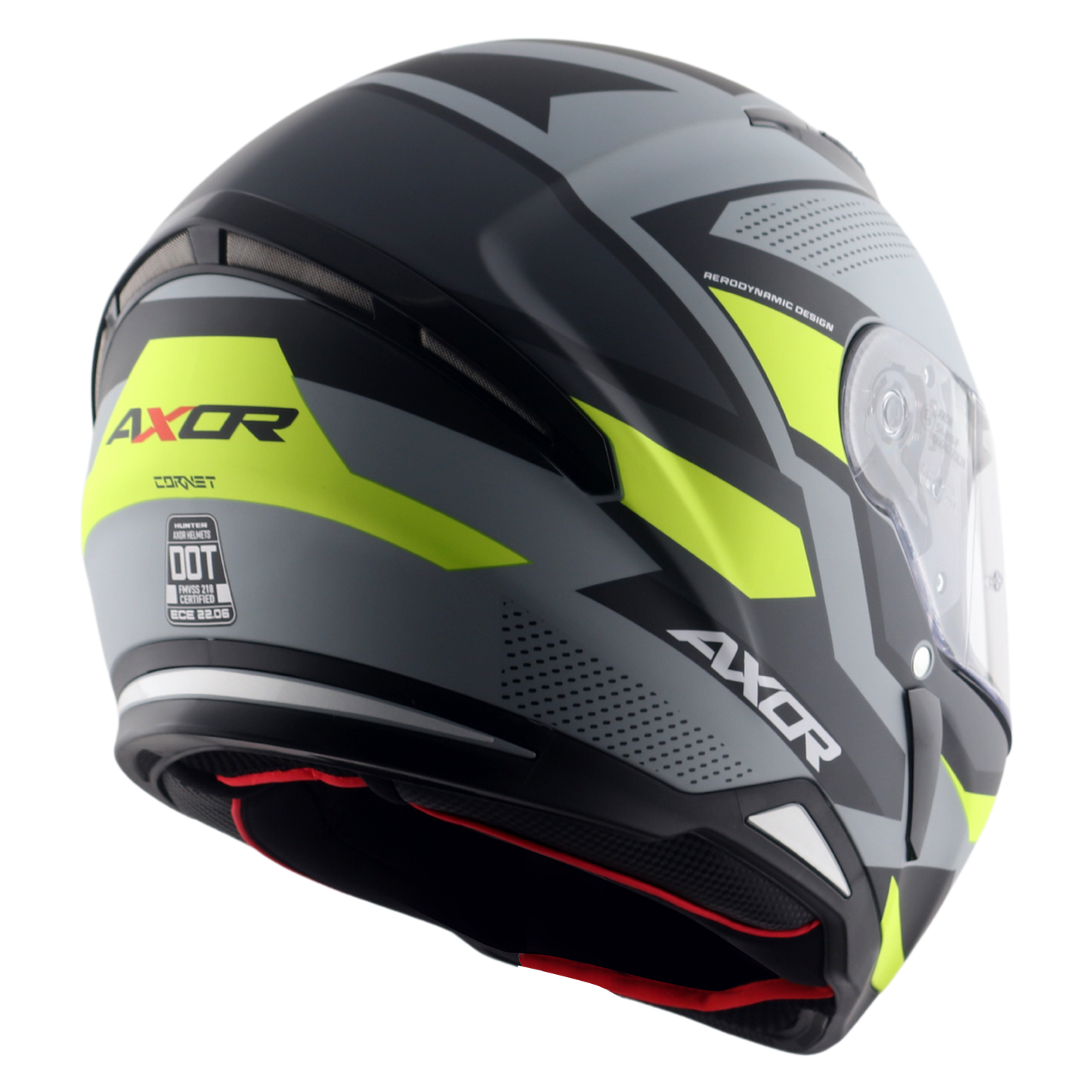 Axor Hunter SH890 Full Face Motorcycle Helmet Black Neon Yellow FREE Smoke Visor