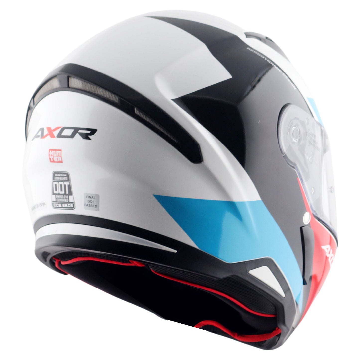 Axor Hunter SH890 Full Face Motorcycle Helmet White Red Gloss FREE Smoked Visor