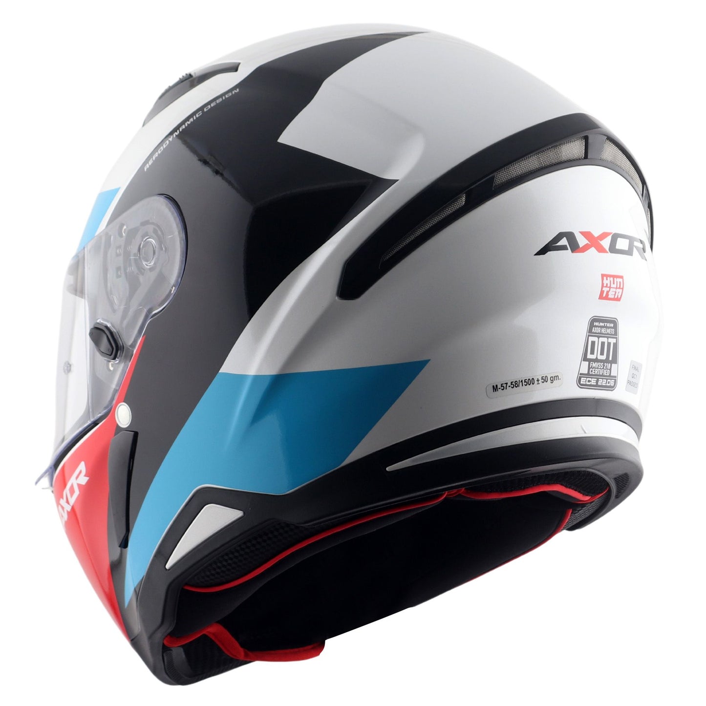 Axor Hunter SH890 Full Face Motorcycle Helmet White Red Gloss FREE Smoked Visor