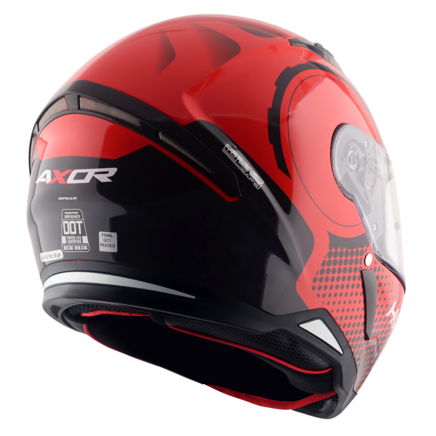 Axor Hunter SH890 Full Face Motorcycle Helmet Red Gloss FREE Smoked Visor