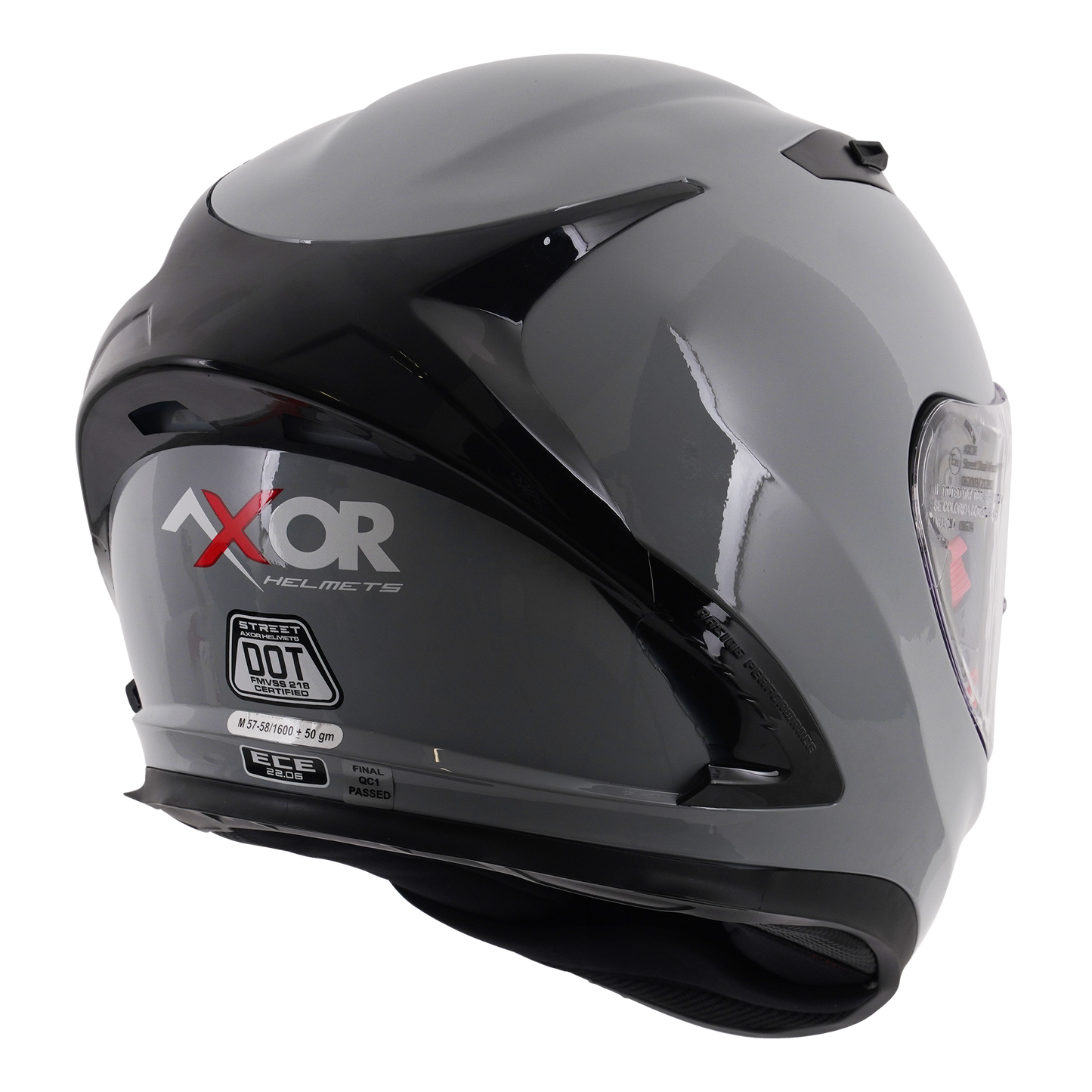 Axor Street Full Face Motorcycle Helmet Nardo Grey Gloss FREE Visor & Pinlock