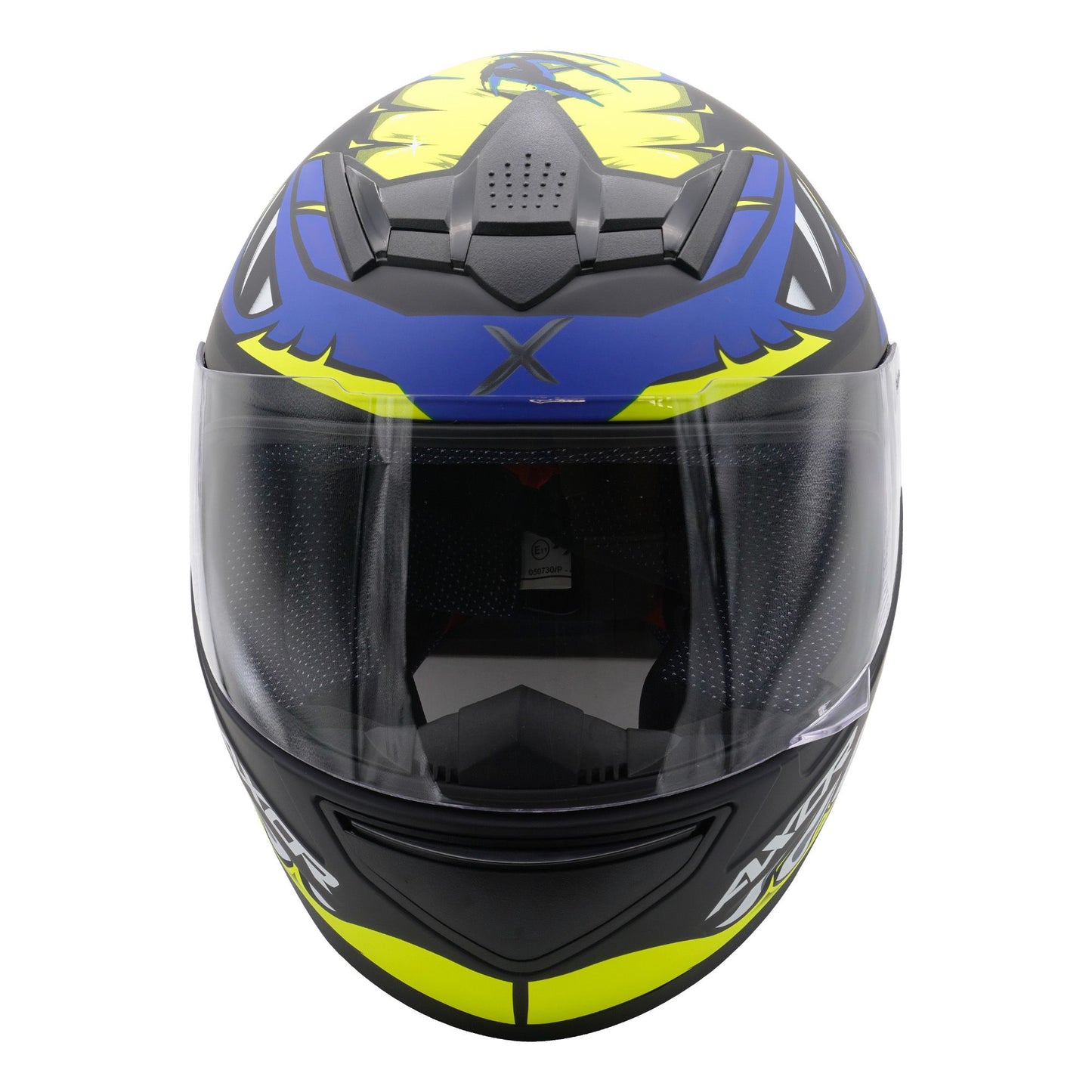 Axor Helmet Rage Full Face Motorcycle Helmet Python Blue Yellow Black Matt