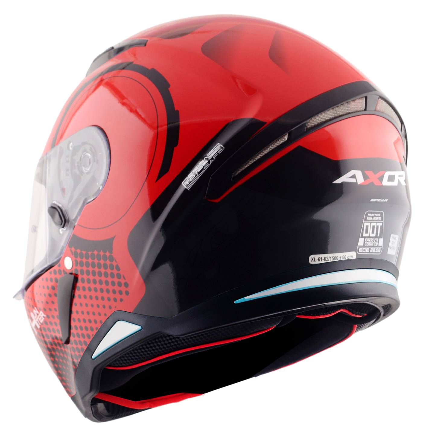 Axor Hunter SH890 Full Face Motorcycle Helmet Red Gloss FREE Smoked Visor