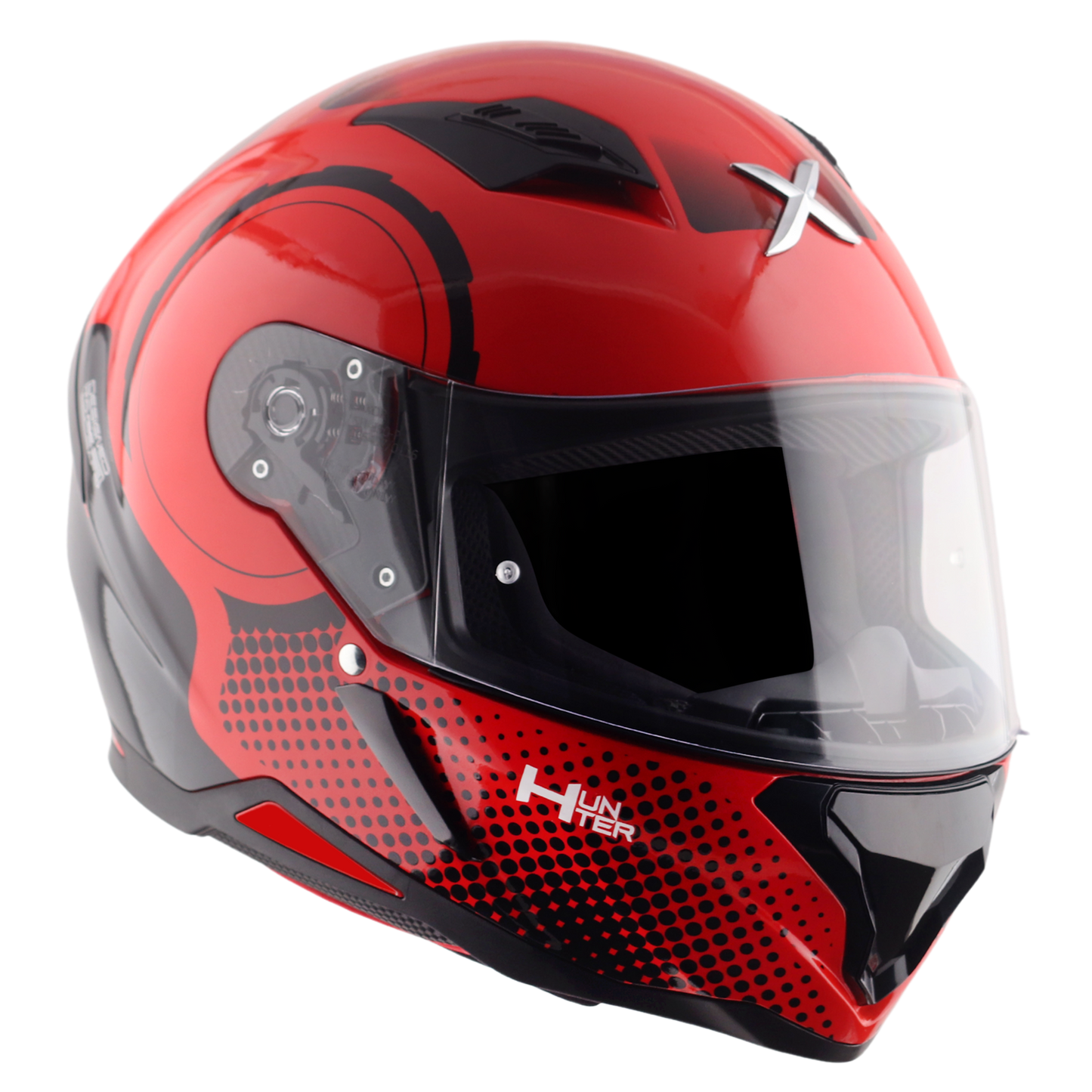 Axor Hunter SH890 Full Face Motorcycle Helmet Red Gloss FREE Smoked Visor