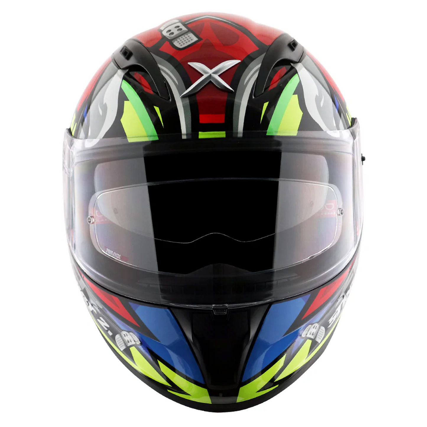 Axor Street Full Face Motorcycle Helmet Black Red Gloss FREE Visor & Pinlock