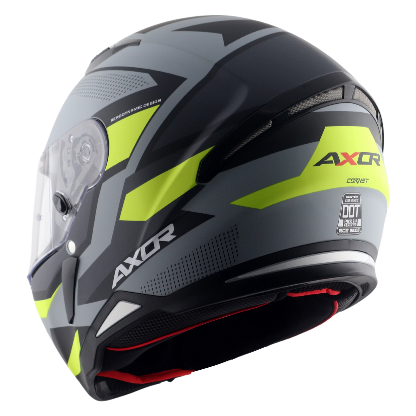 Axor Hunter SH890 Full Face Motorcycle Helmet Black Neon Yellow FREE Smoke Visor