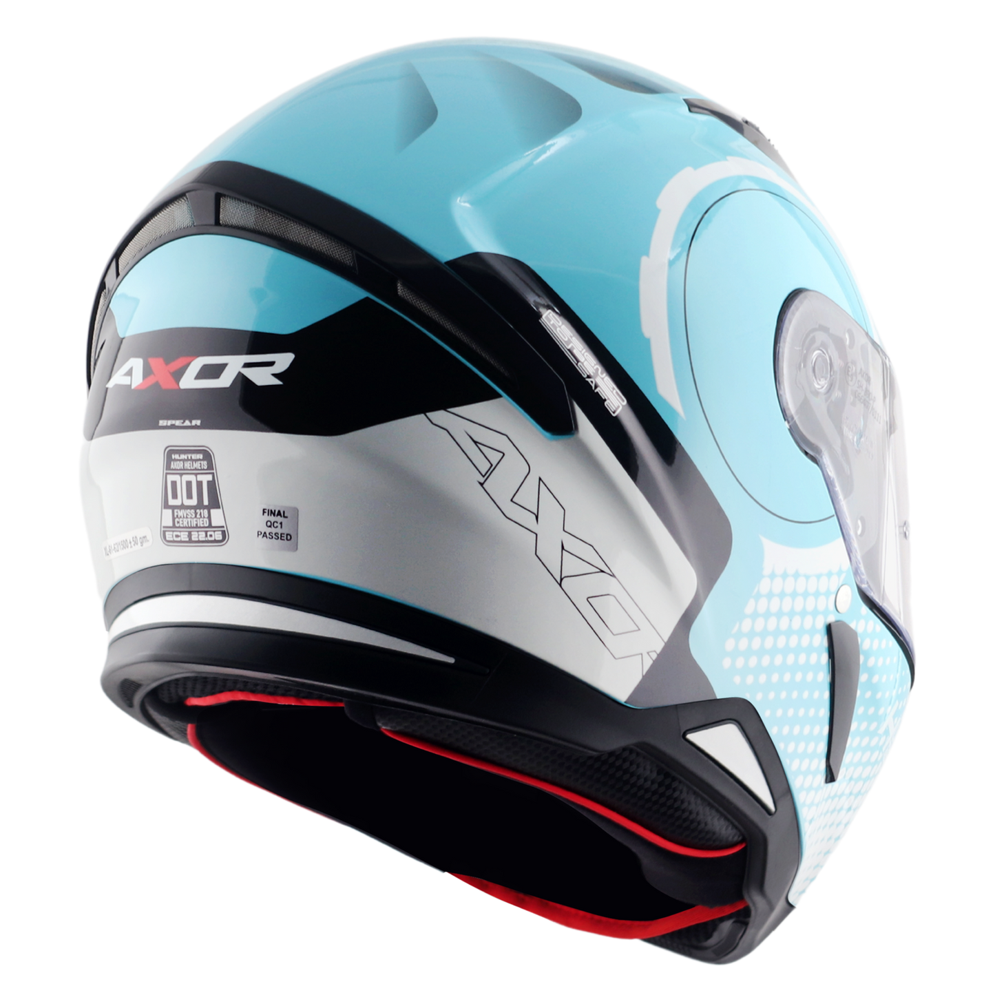 Axor Hunter SH890 Full Face Motorcycle Helmet Blue White Gloss FREE Smoked Visor