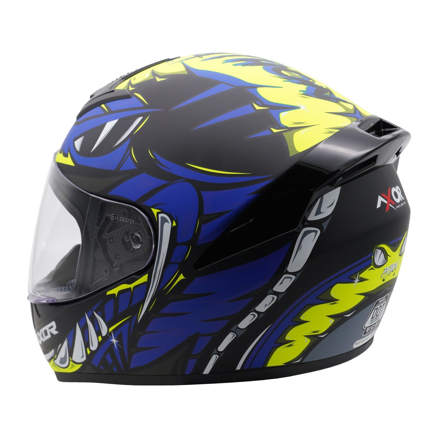 Axor Helmet Rage Full Face Motorcycle Helmet Python Blue Yellow Black Matt
