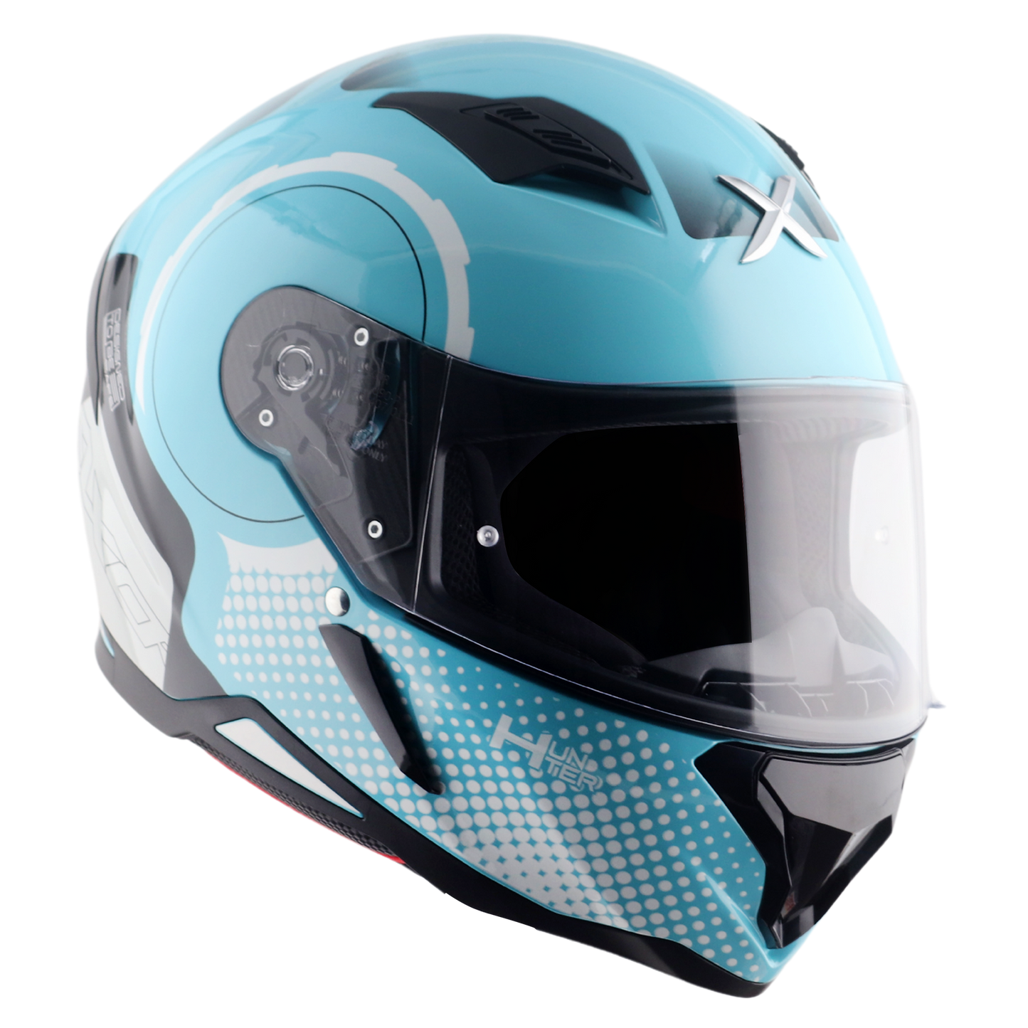 Axor Hunter SH890 Full Face Motorcycle Helmet Blue White Gloss FREE Smoked Visor