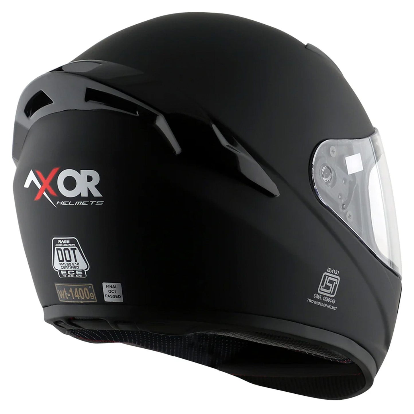 Axor Helmet Rage Full Face Motorcycle Helmet Matt Black - FREE SMOKED VISOR