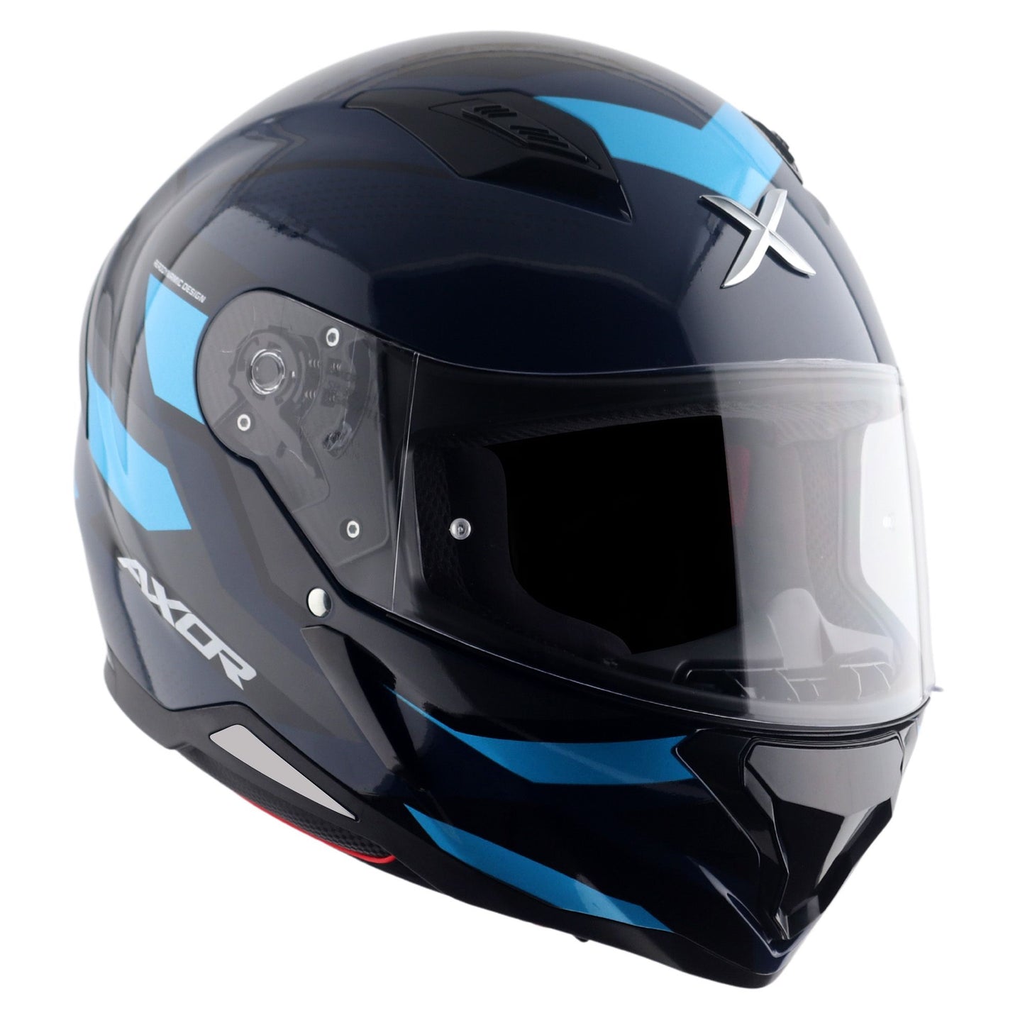 Axor Hunter SH890 Full Face Motorcycle Helmet Black Blue Gloss FREE Smoked Visor