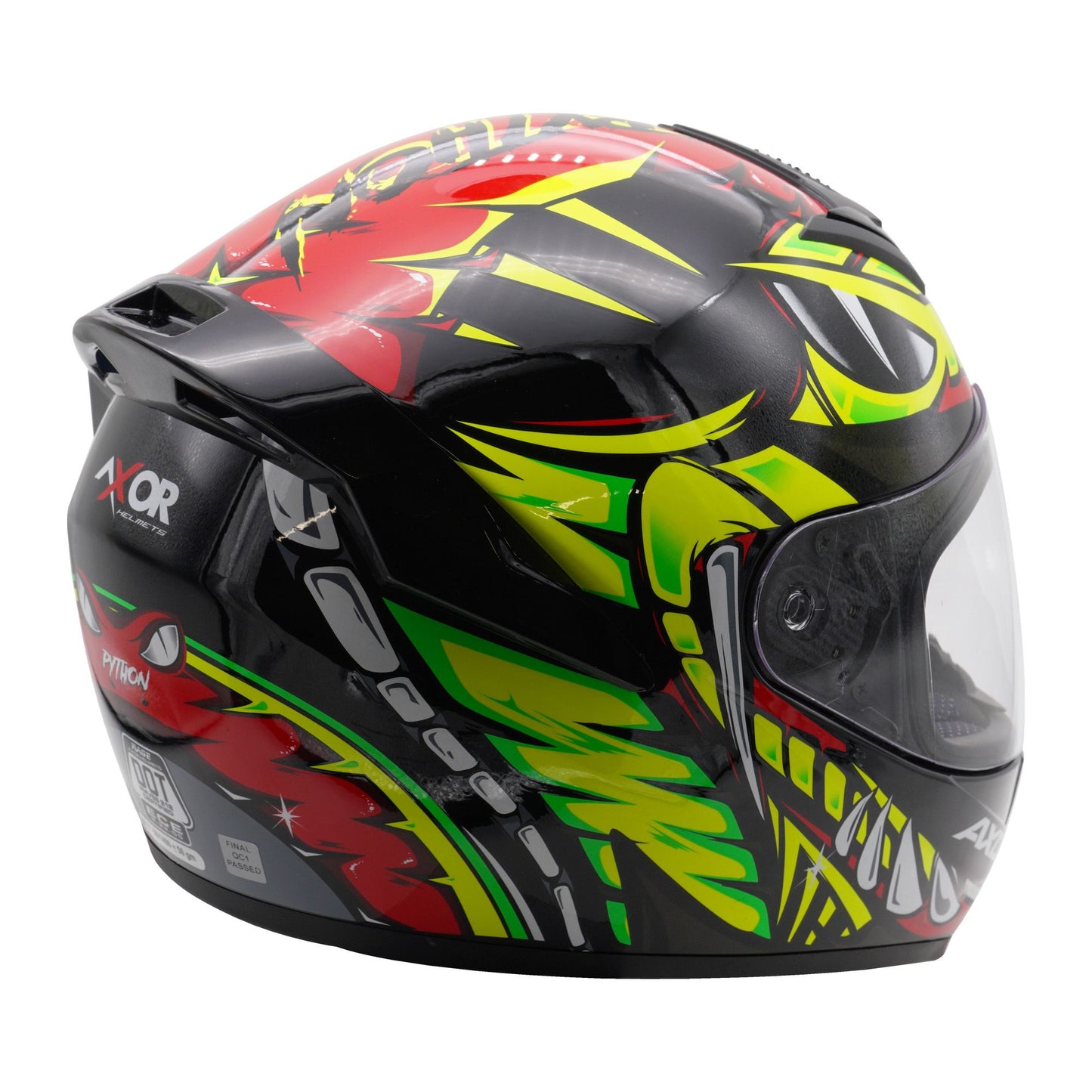 Axor Helmet Rage Full Face Motorcycle Helmet Python Red Yellow Black Gloss