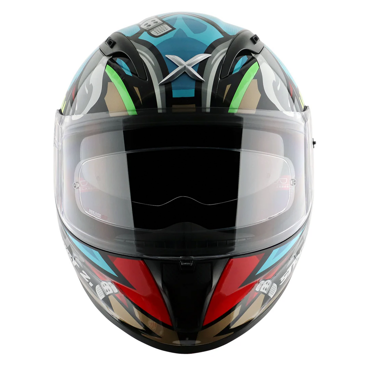 Axor Street Full Face Motorcycle Helmet Black Blue Gloss FREE Visor & Pinlock