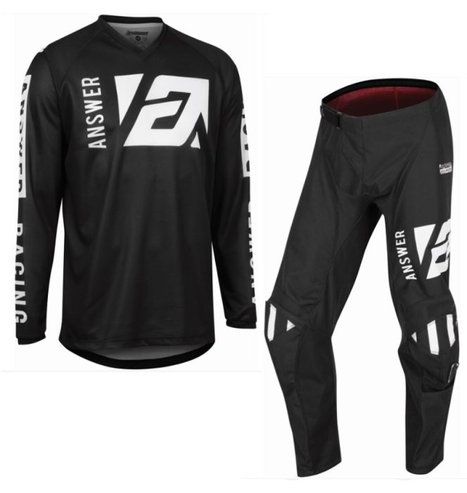 Answer Motocross Kit Syncron Jersey Pant Combo MX Off Road Black White