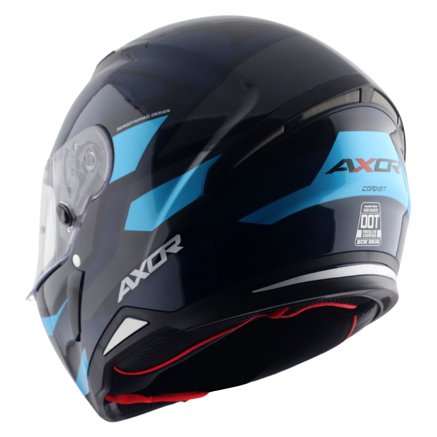 Axor Hunter SH890 Full Face Motorcycle Helmet Black Blue Gloss FREE Smoked Visor