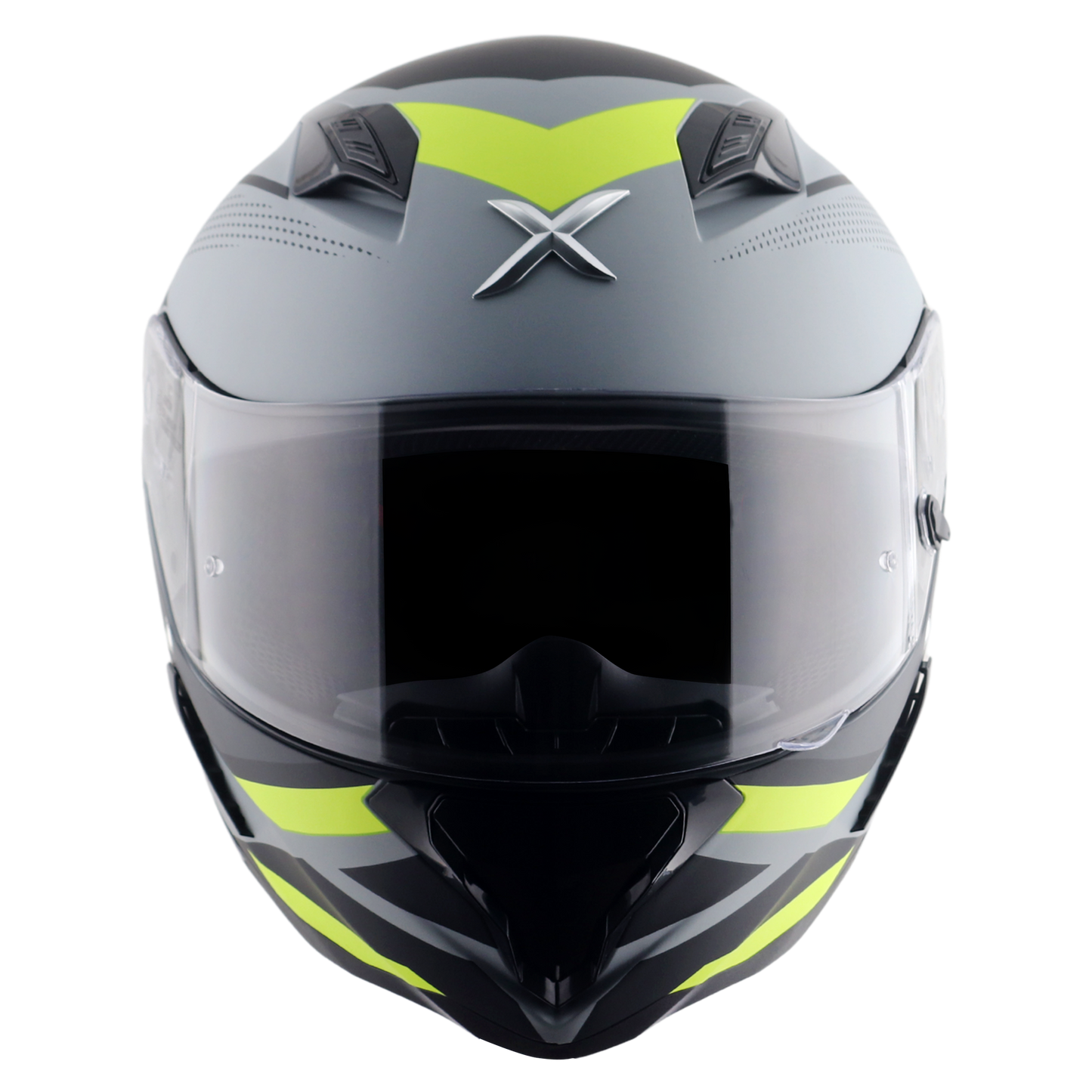 Axor Hunter SH890 Full Face Motorcycle Helmet Black Neon Yellow FREE Smoke Visor