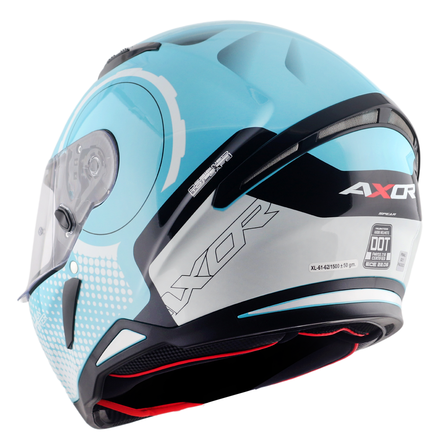 Axor Hunter SH890 Full Face Motorcycle Helmet Blue White Gloss FREE Smoked Visor