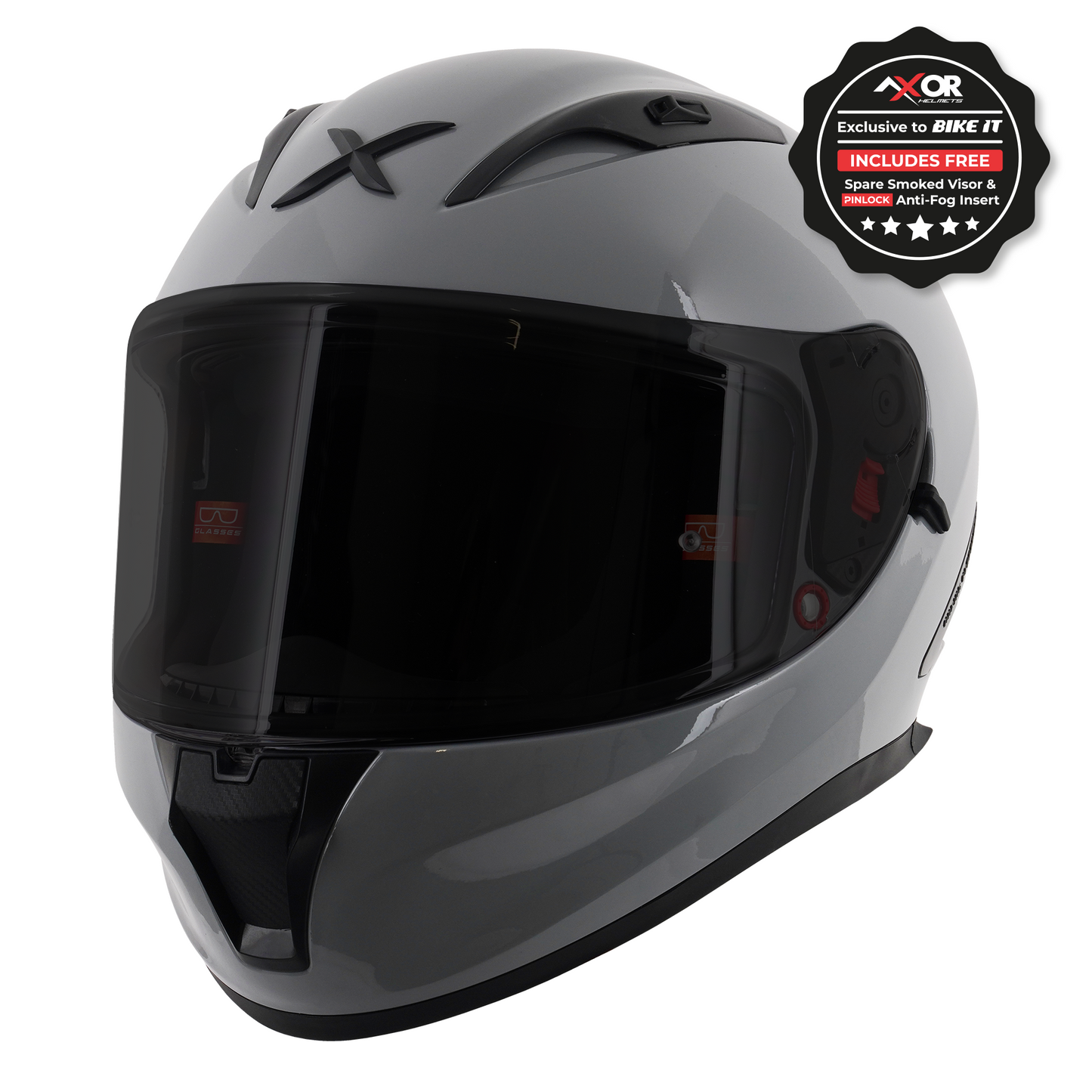 Axor Street Full Face Motorcycle Helmet Nardo Grey Gloss FREE Visor & Pinlock