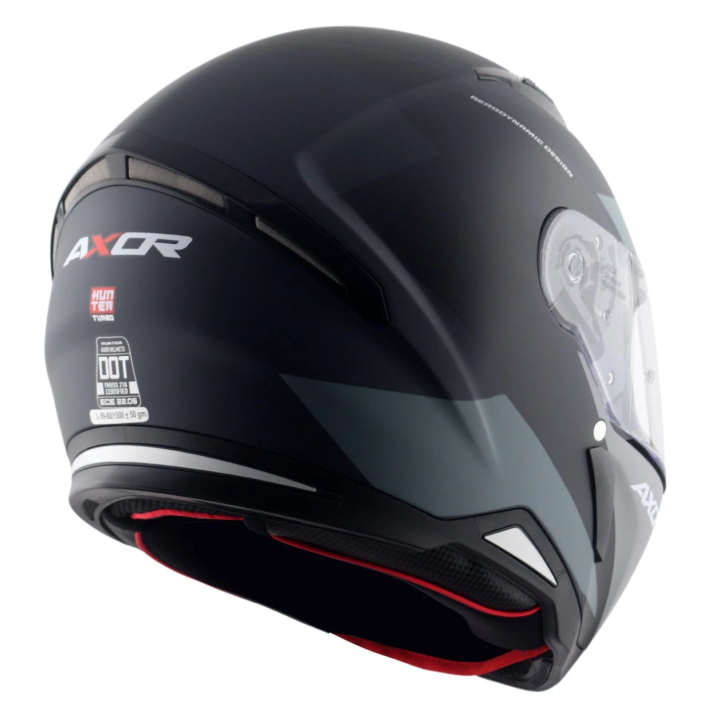 Axor Hunter SH890 Full Face Motorcycle Helmet Black Grey Matt FREE Smoked Visor