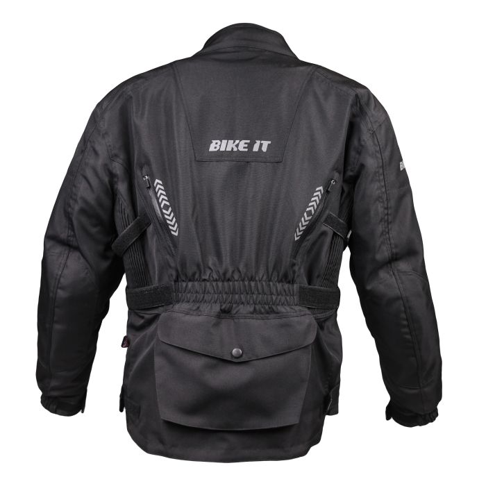Adventure Touring Motorcycle Jacket Bike It Triple Black All-Weather Waterproof
