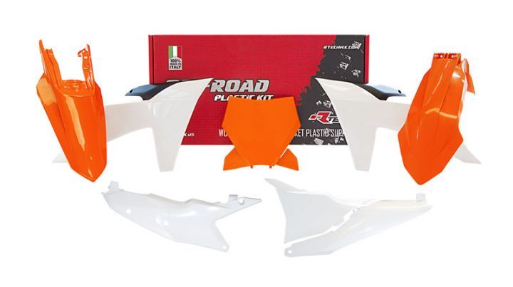 RTECH Plastic Kit KTM SX SXF XC XCF 125 - 450 2023-2024 White Orange OEM