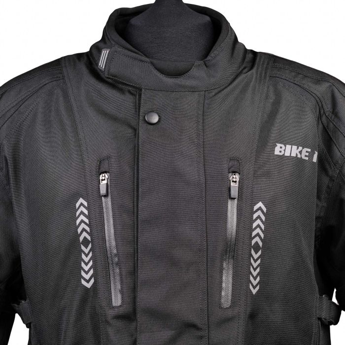 Adventure Touring Motorcycle Jacket Bike It Triple Black All-Weather Waterproof