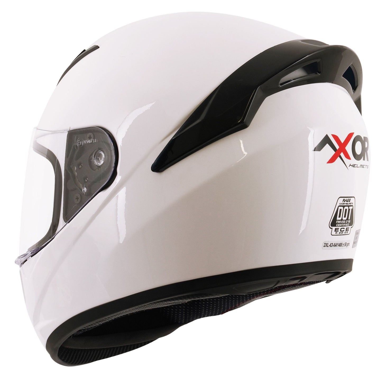 Axor Helmet Rage Full Face Motorcycle Helmet White Gloss - FREE SMOKED VISOR