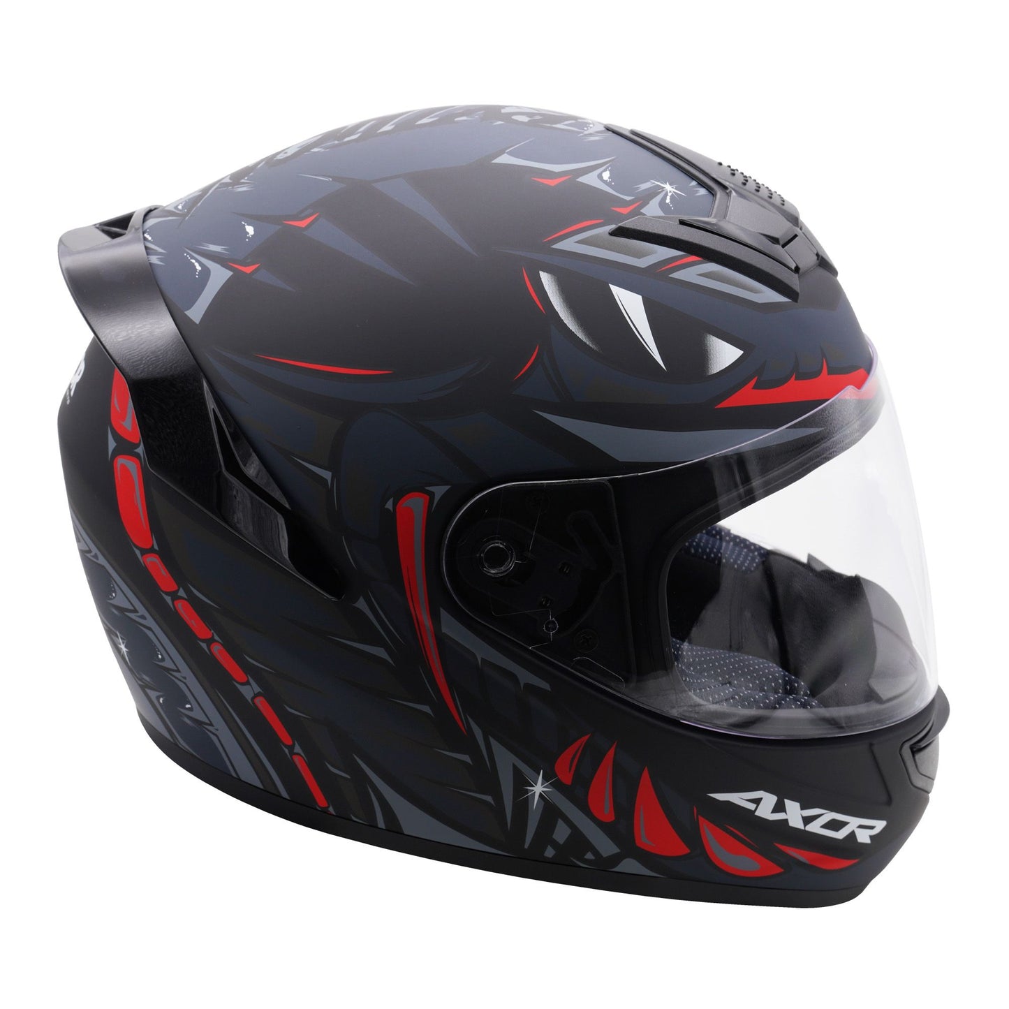Axor Helmet Rage Full Face Motorcycle Helmet Python Black Grey Red Matt