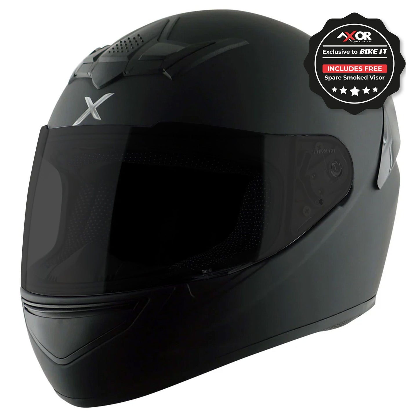 Axor Helmet Rage Full Face Motorcycle Helmet Matt Black - FREE SMOKED VISOR