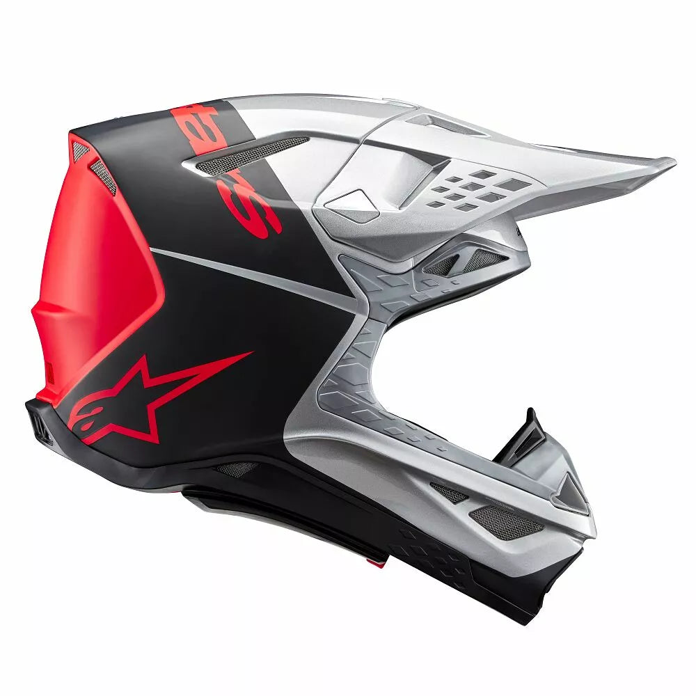 Alpinestars Supertech M10 Flood Helmet Gloss Silver Black Red Adult
