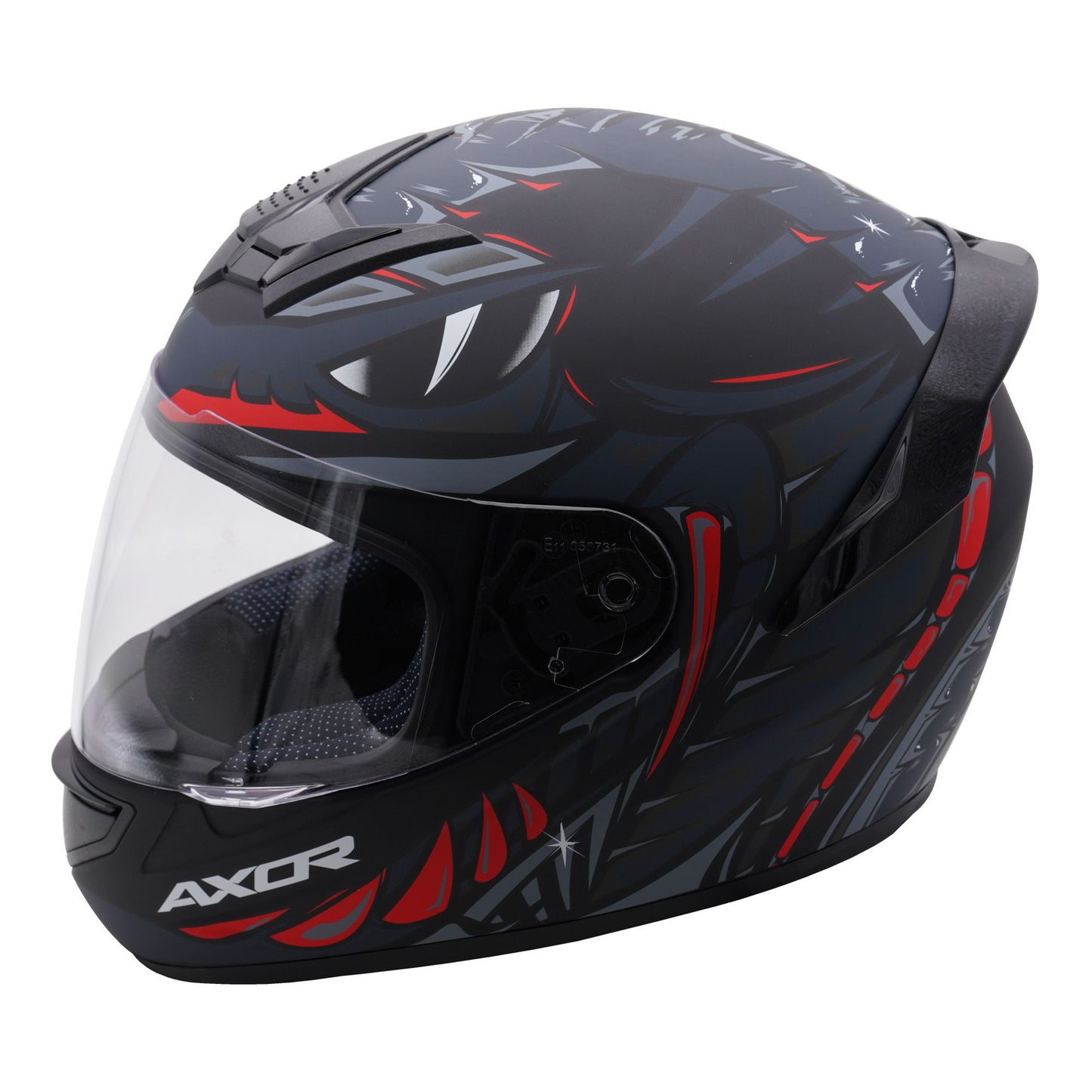Axor Helmet Rage Full Face Motorcycle Helmet Python Black Grey Red Matt