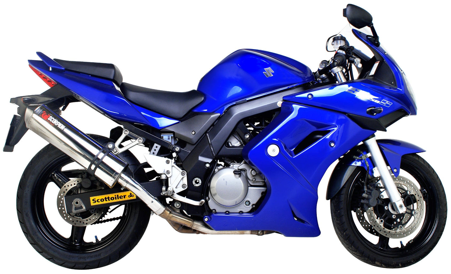 Suzuki SV650 Factory Oval Slip-on - Polished Stainless Steel Sleeve - Scorpion Exhaust