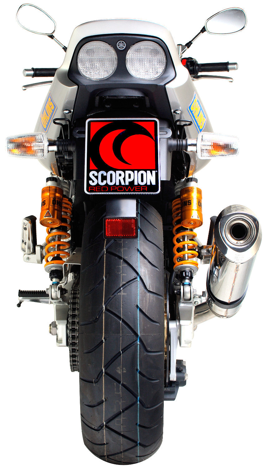 Yamaha XJR1300 Factory Oval Slip-on - Polished Stainless Steel Sleeve - Scorpion Exhaust