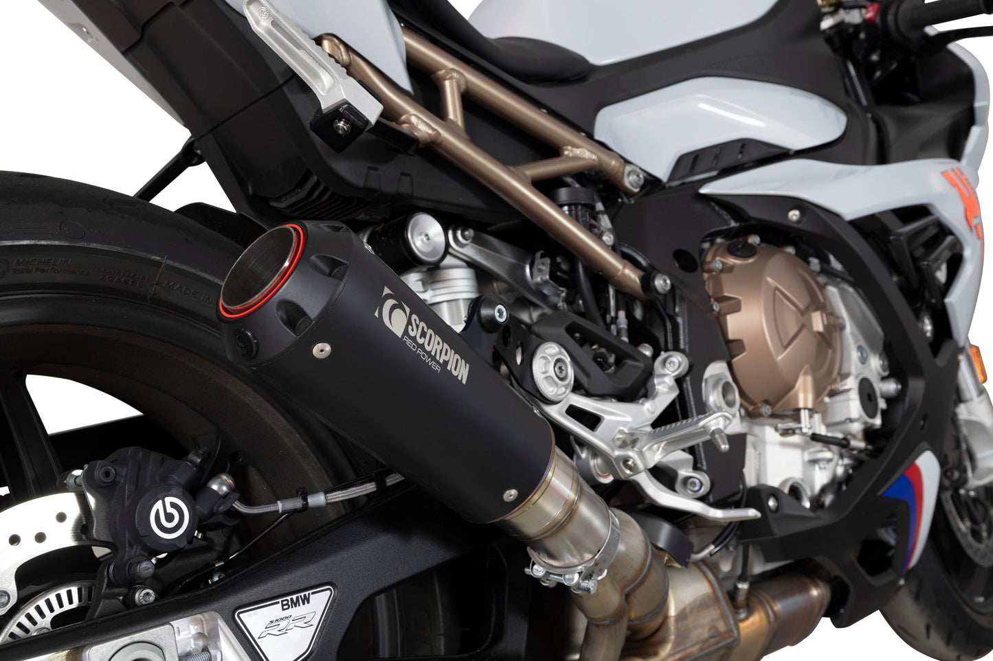 BMWS1000 RR Red Power Slip-on - Black Ceramic Coated Sleeve - Scorpion Exhaust