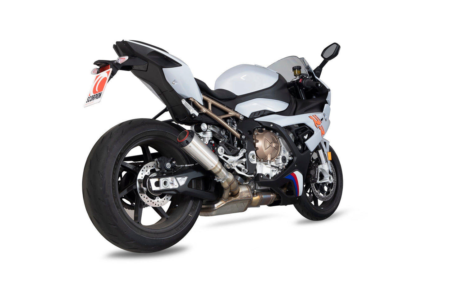 BMWS1000 RR Red Power Slip-on - Brushed Stainless Steel Sleeve - Scorpion Exhaust
