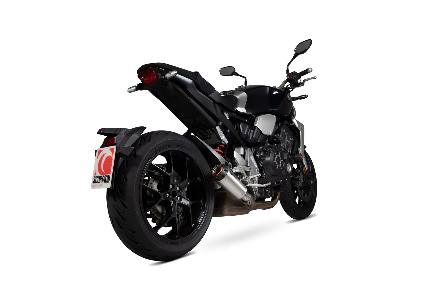 Honda CB1000 R Red Power Slip-on - Brushed Stainless Steel Sleeve - Scorpion Exhaust