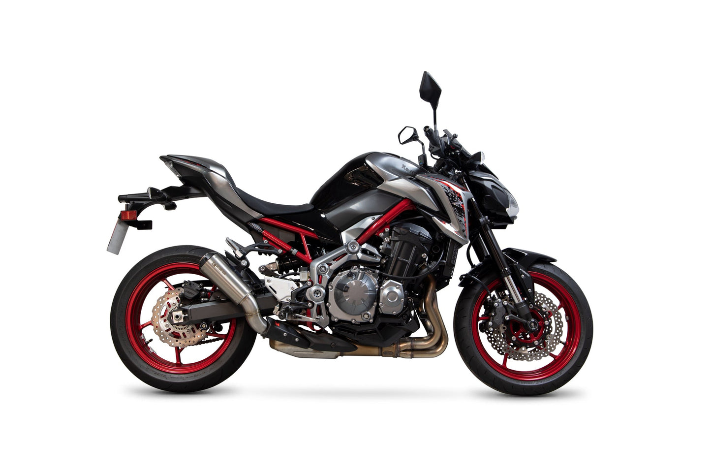 Kawasaki Z900 Red Power Slip-on - Brushed Stainless Steel Sleeve - Scorpion Exhaust
