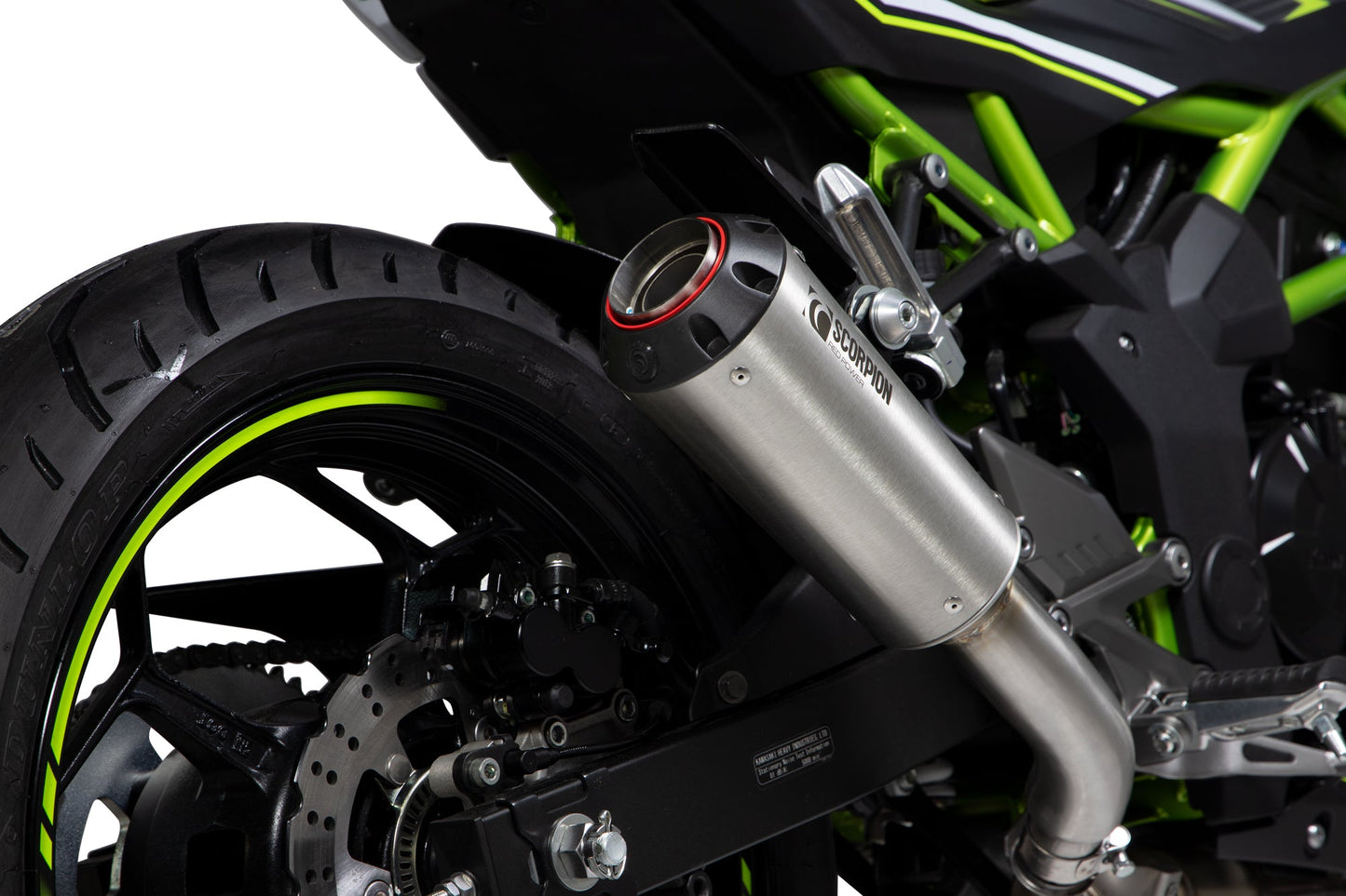 Kawasaki Z125 Red Power Slip-on - Brushed Stainless Steel Sleeve - Scorpion Exhaust