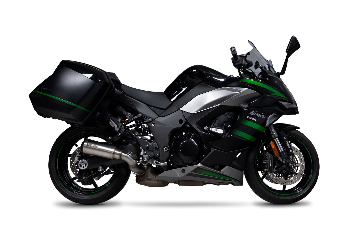 Kawasaki Ninja 1000 SX Red Power Slip-on - Brushed Stainless Steel Sleeve. Fits with panniers - Scorpion Exhaust