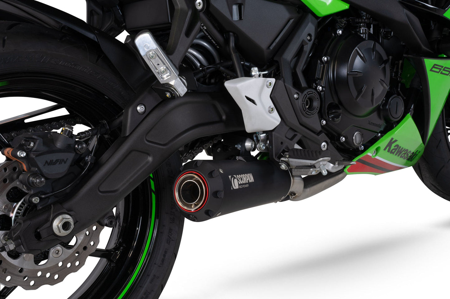Kawasaki Ninja 650 Red Power Full System - Black Ceramic Coated Sleeve - Scorpion Exhaust