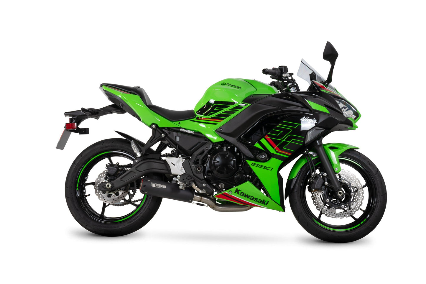 Kawasaki Ninja 650 Red Power Full System - Black Ceramic Coated Sleeve - Scorpion Exhaust
