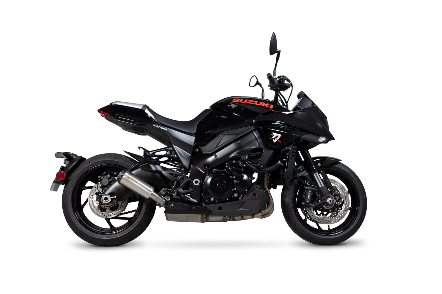 Suzuki GSX-S 1000 Katana Red Power Slip-on - Brushed Stainless Steel Sleeve - Scorpion Exhaust