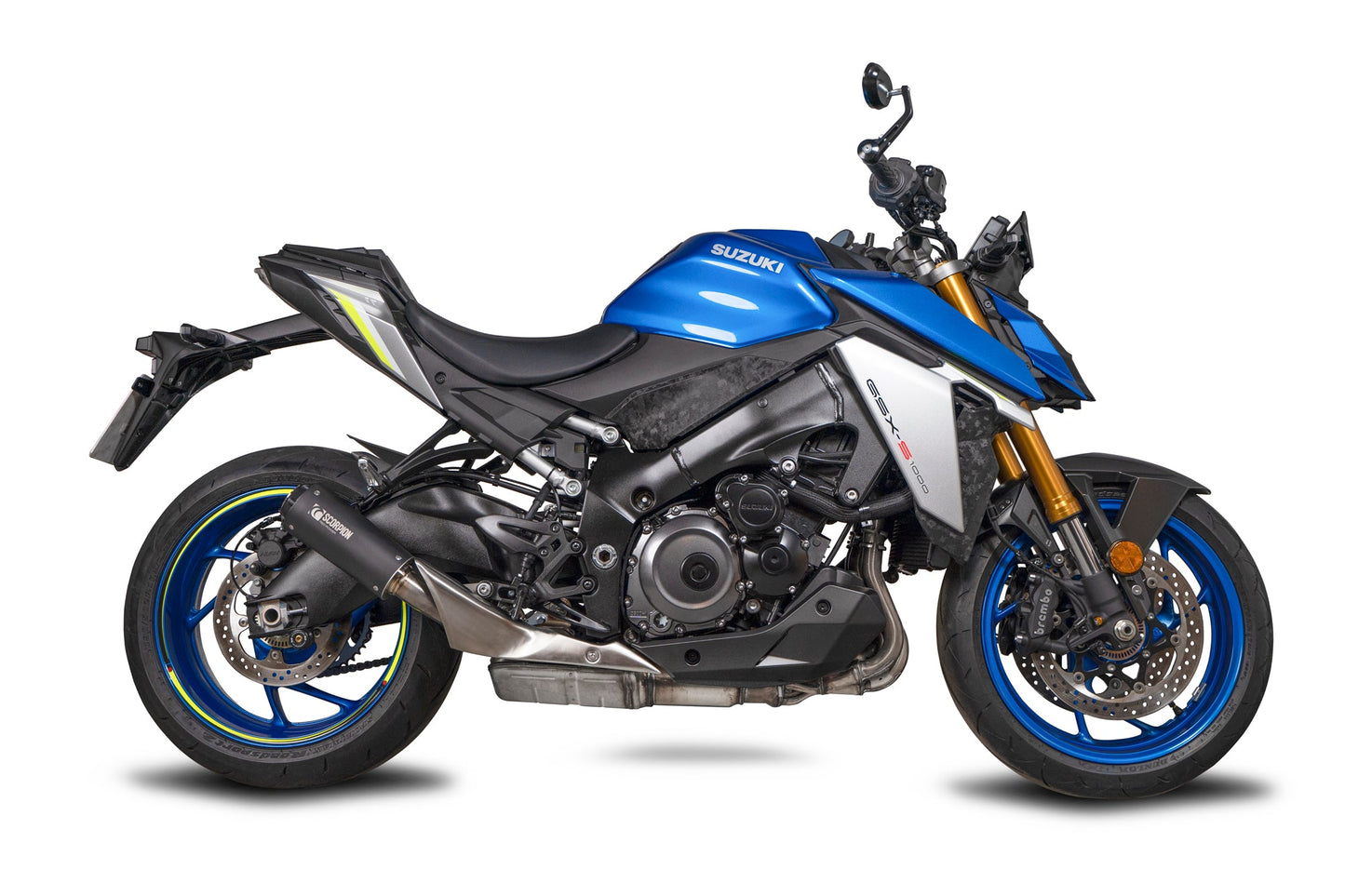 Suzuki GSX-S 1000 Red Power Slip-on - Black Ceramic Coated Sleeve - Scorpion Exhaust