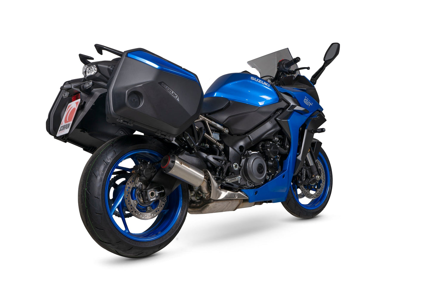 Suzuki GSX-S 1000 GT 22- / GSX-S 1000 GX 24-Red Power Slip-on - Brushed Stainless Steel Sleeve - Scorpion Exhaust