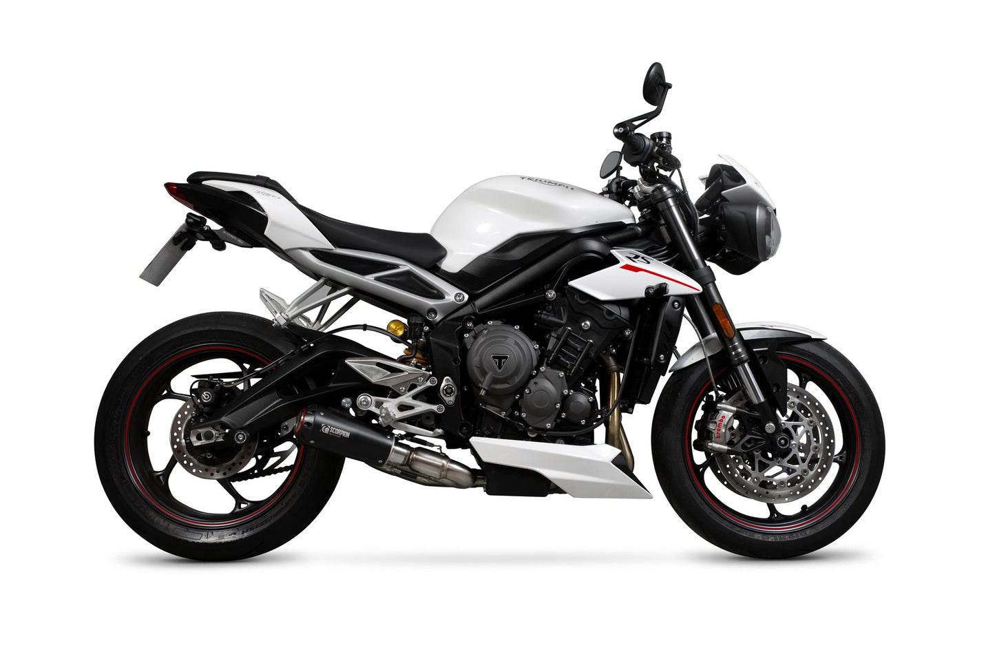 Triumph Street Triple 765 R / Street Triple 765 S / Street Triple 765 RS Red Power Slip-on - Black Ceramic Coated Sleeve - Scorpion Exhaust