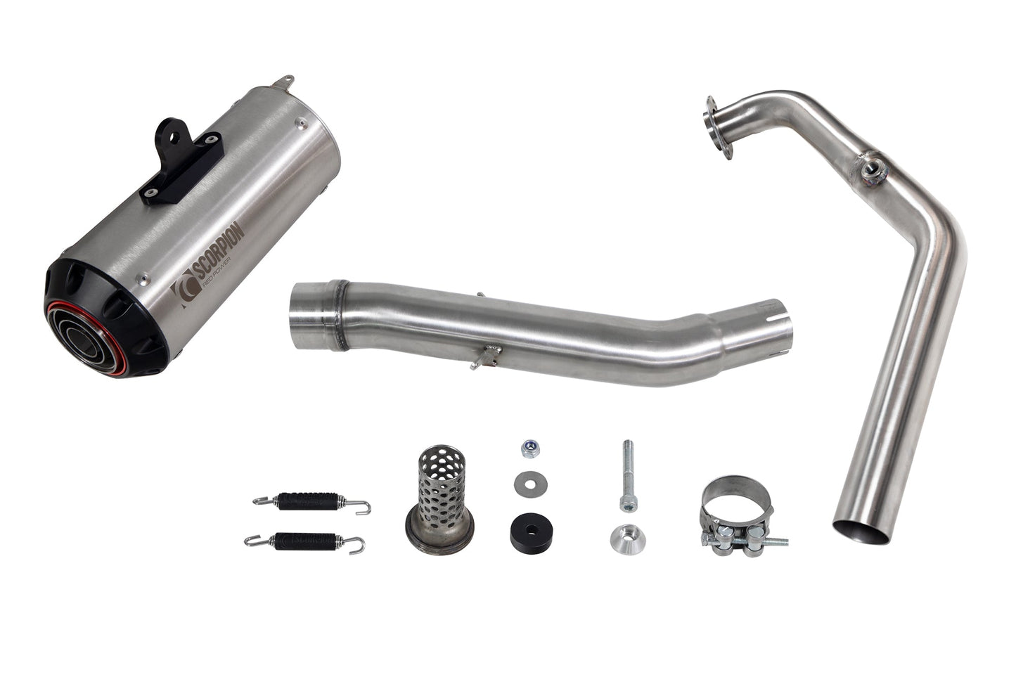 Yamaha YZF-R125 Red Power Full System - Brushed Stainless Steel Sleeve - Scorpion Exhaust
